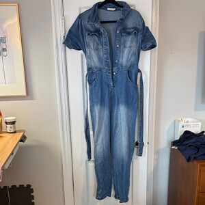 Avec Les Filles Blue Denim Overalls